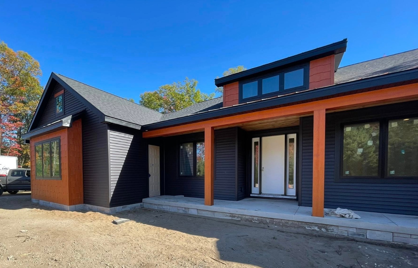 full home blue and orange siding