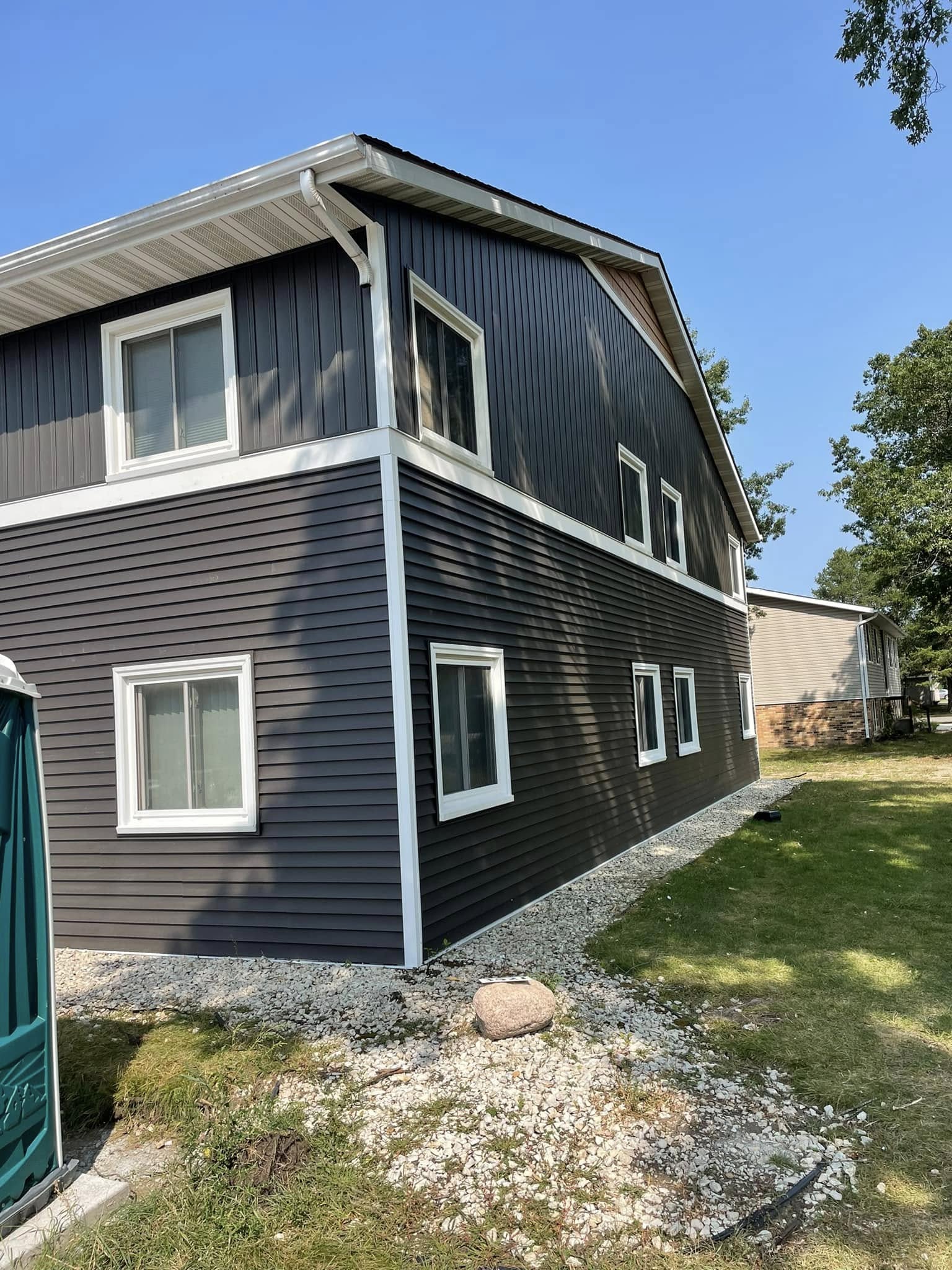 large home new blue siding